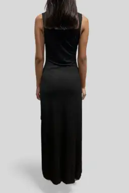 CUE Asymmetric Drape Dress in Black Size 10 for rent on The Volte - image 3