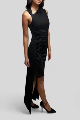 CUE Asymmetric Drape Dress in Black Size 10 for rent on The Volte - image 2
