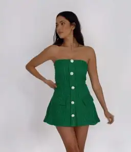 Lurelly Tweed Mini Dress Green Size 6  for rent on The Volte - image 8