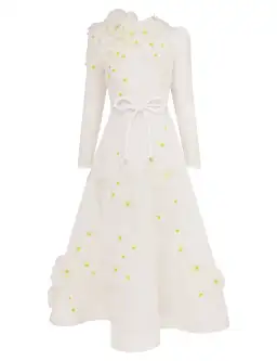 Zimmermann Matchmaker Daisy Midi Dress Ivory Size 2 / AU 12 for rent on The Volte - image 3