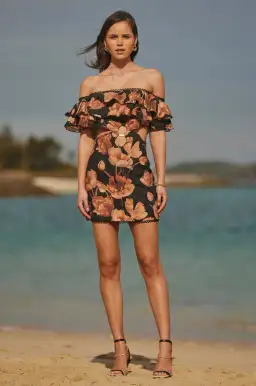 Sonya Moda Valentina Ruffle Mini Dress Marbella Floral Size 6 for rent on The Volte - image 1