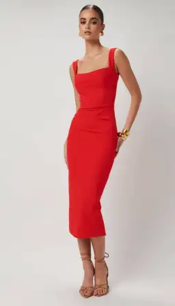 Effie Kats Marbella Midi Dress Cherry Red Size 12 for rent on The Volte - image 3