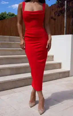 Effie Kats Marbella Midi Dress Cherry Red Size 12 for rent on The Volte - image 4