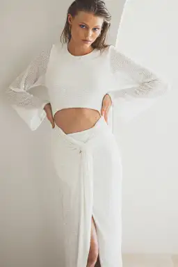 Winona Reyna Knot Midi Dress Sparkle White Size 12 for rent on The Volte - image 3