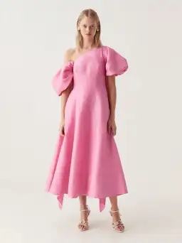 Aje Arista Tulip Sleeve Midi Dress in Cerise Pink Size 12