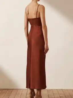 Shona Joy Luxe Twist Front Sleeveless Midi Dress Sangria Size 12 for rent on The Volte - image 3