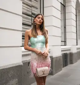 Retrofete Anastasia Sequin Feather Mini Dress in Feather Size AU 8 for rent on The Volte - image 4