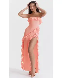 House Of CB Sarina Ruffle Maxi Dress Apricot Size AU 8 for rent on The Volte - image 2