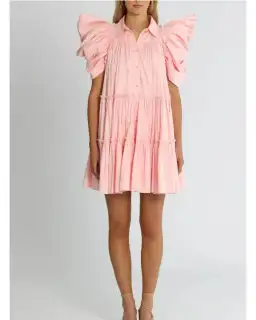 Aje Swift Butterfly Sleeve Smock Dress in Rose Pink Size AU 8 
