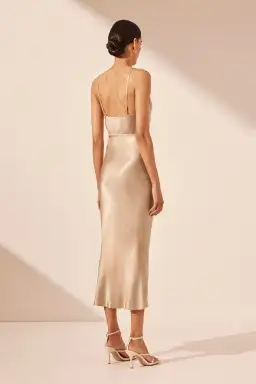 Shona Joy La Lune Bias Cowl Midi Dress Gold Size AU 10 for rent on The Volte - image 2