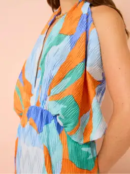 Lidee Riviera Sleeveless Gown In Capri Print Orange Size 6 for rent on The Volte - image 5