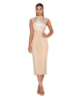 Portia & Scarlett Balmain Midi Dress Nude Size AU 10