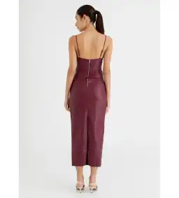 BENNI Theodore Faux Leather Dress Burgundy Size 10 for rent on The Volte - image 2