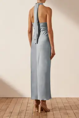 Shona Joy Luxe Gathered Halter Midi Dress in Azure Size 8  for rent on The Volte - image 2
