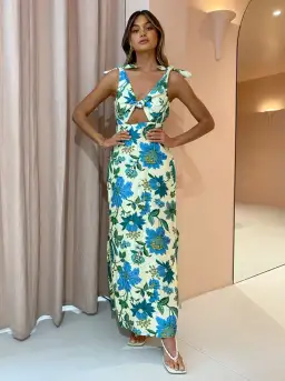 Sir the Label Alexandre Tie Midi Dress Floral Size 3 / AU 12