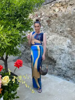 Scanlan Theodore Italian Watercolour Skirt and top in Cobalt Size AU 8 for rent on The Volte - image 1