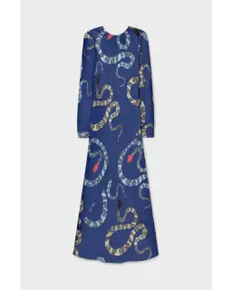 Silk Laundry Full Sleeve Bias Dress Blue Snakes Size AU 8 for rent on The Volte - image 5
