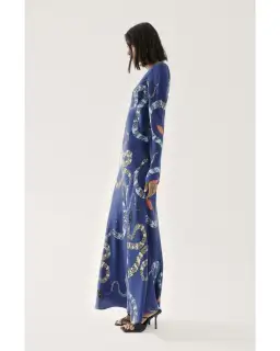 Silk Laundry Full Sleeve Bias Dress Blue Snakes Size AU 8 for rent on The Volte - image 2