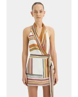 Sir the Label Caprera Wrap Halter Mini Dress In Milazzo Stripe Size M / AU 10 for rent on The Volte - image 2