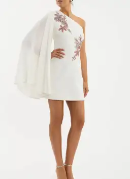 Rebecca Vallance Chantara One Shoulder Mini Dress Ivory Size 10 for rent on The Volte - image 5