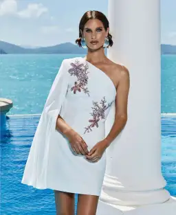 Rebecca Vallance Chantara One Shoulder Mini Dress Ivory Size 10 for rent on The Volte - image 1