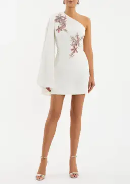 Rebecca Vallance Chantara One Shoulder Mini Dress Ivory Size 10 for rent on The Volte - image 2