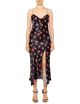Bec & Bridge Floral Midi Dress Black Floral Size AU 6