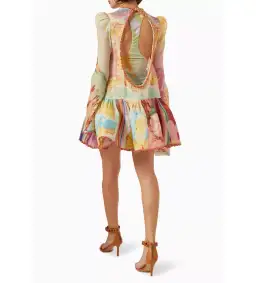 Zimmermann Tama Layered Mini Dress Multi/ Poster Print Size 0/ AU 8  for rent on The Volte - image 1