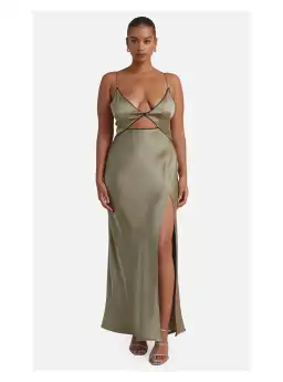Bec And Bridge Hazel Maxi Dress In Olive Size 8