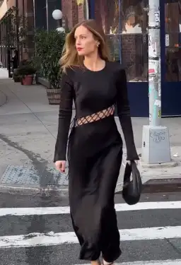 Shona Joy Arienzo Asymmetrical Lace Up Maxi Dress Black Size 8 for rent on The Volte - image 3