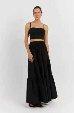 Dissh Elsa Cotton Crop Top & Skirt Set Black Size 6