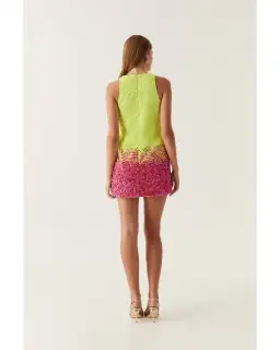 Aje Calypso Ombre Mini Dress Ombre Light Lime Green Size AU 8 for rent on The Volte - image 4