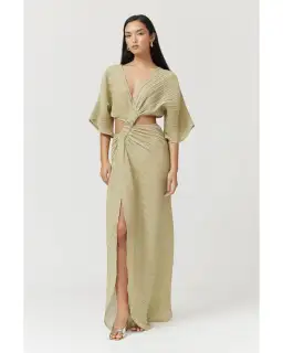 Suboo Stevie Cross-over Midi Dress in Gold Size AU 6 for rent on The Volte - image 1