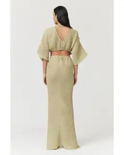 Suboo Stevie Cross-over Midi Dress in Gold Size AU 6 for rent on The Volte - image 4