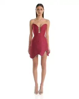 Eliya The Label Lotus Mini Dress Burgundy Size M / AU 10