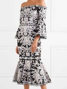 Marchesa Notte Guipure Lace and Tulle Dress Size 10