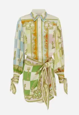 Alemais Checkmate Silk Mini Dress Multi Print Size 8 for rent on The Volte - image 3