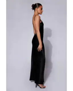 MESHKI Lucia Satin Cut Out Maxi Dress Black Size Small / AU 8 for rent on The Volte - image 3