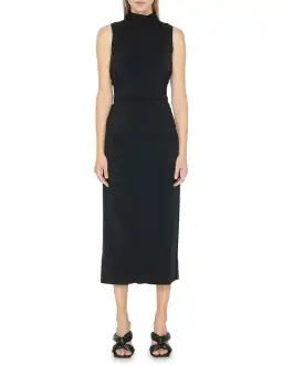 Cue Ruched Waist Midi Dress Black Size 8 for rent on The Volte - image 1