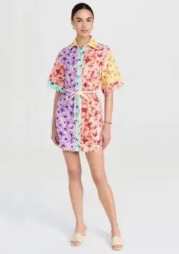 Zimmermann Lightburst Trimmed Shirt Mini Dress Spliced Size 0 / AU 8