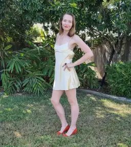 Dissh Greta Satin Mini Dress in Soft Yellow Size 14 for rent on The Volte - image 4