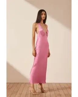 Shona Joy Arienzo Plunge Cross Back Dress Pink Size AU 8 for rent on The Volte - image 2