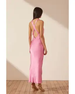 Shona Joy Arienzo Plunge Cross Back Dress Pink Size AU 8 for rent on The Volte - image 3