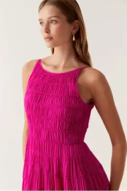 Aje Rosewood Ruched Maxi Dress Magenta Size AU 14 for rent on The Volte - image 3