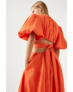 Aje Cosette Tie Back Midi Dress Orange Size AU 12 for rent on The Volte - image 2