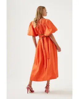 Aje Cosette Tie Back Midi Dress Orange Size AU 12 for rent on The Volte - image 3