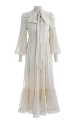 Zimmermann Celestial Ruched Midi Dress Cream Size 0P / AU 6 for rent on The Volte - image 2