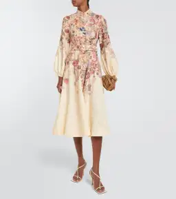 Zimmermann Luminosity Buttoned Midi Dress in Morisot Cream Floral Print Size 0 / AU 8 for rent on The Volte - image 1