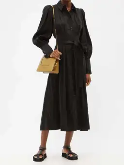 Aje Idealist Linen Blend Midi Dress Black Size 4 for rent on The Volte - image 3