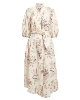 Zimmermann Wayfarer Puff Sleeve Linen Day Tea Shirt Dress Cream Floral Size 2 / AU 12 for rent on The Volte - image 7